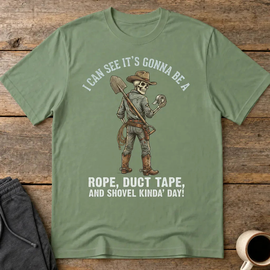 Rope, Duct Tape & Shovel T-Shirt - Military Green