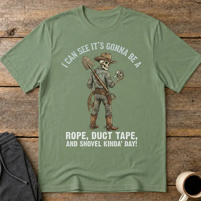 Rope, Duct Tape & Shovel T-Shirt - Military Green