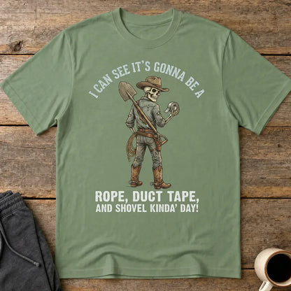 Rope, Duct Tape & Shovel T-Shirt - Military Green