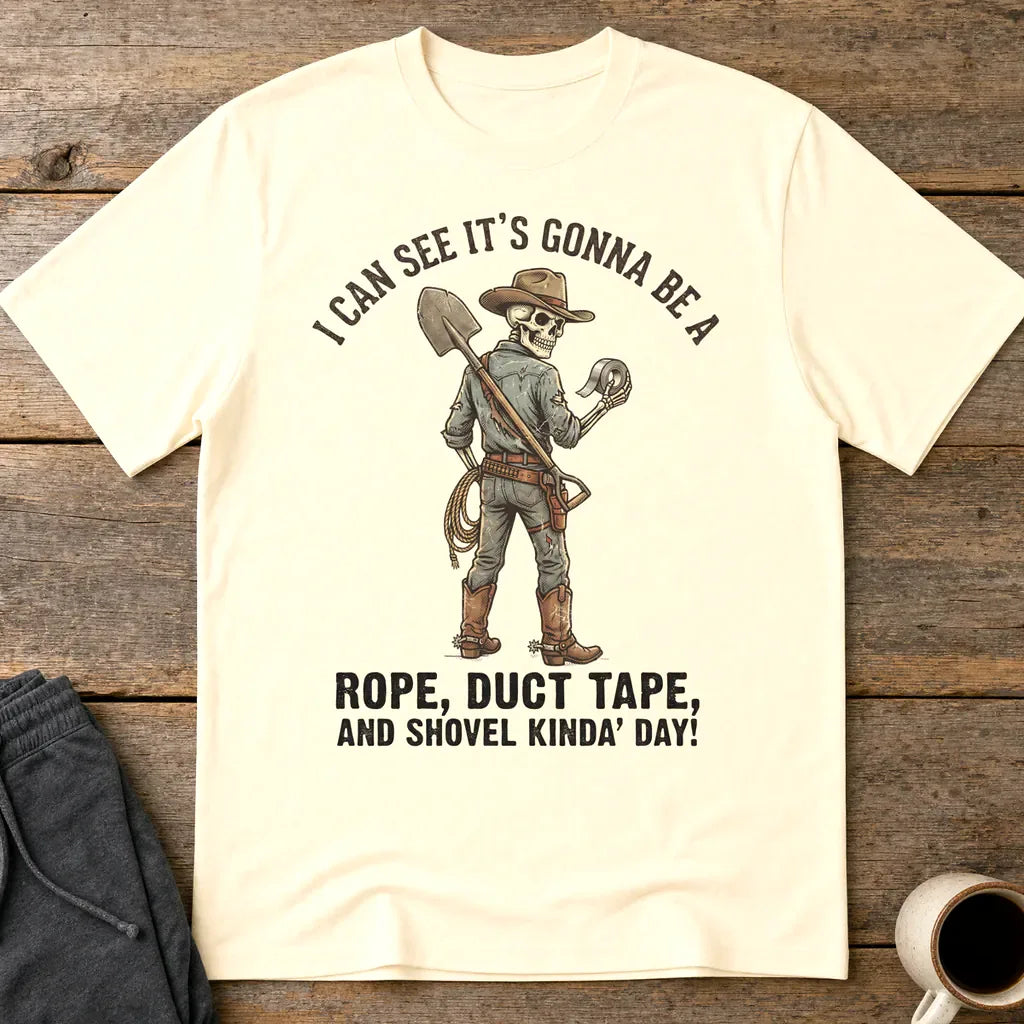 Rope, Duct Tape & Shovel T-Shirt - Natural