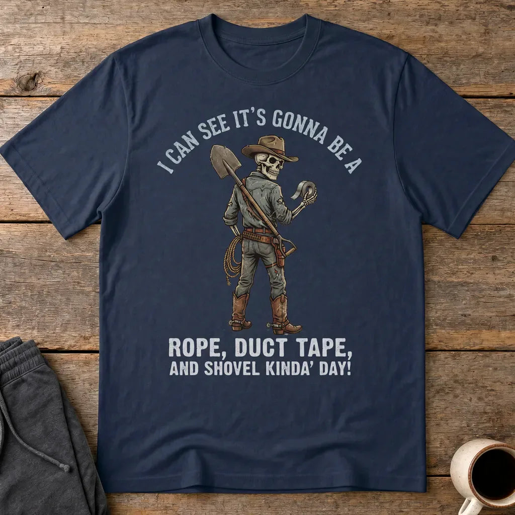 Rope, Duct Tape & Shovel T-Shirt - Navy