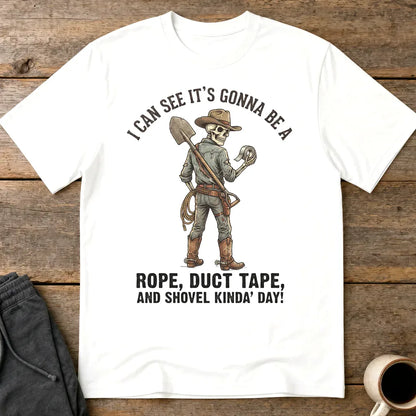 Rope, Duct Tape & Shovel T-Shirt - White
