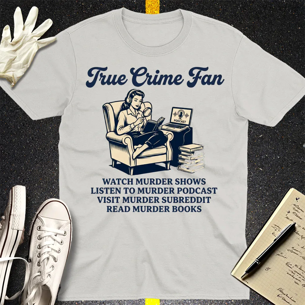 True Crime Fan T-Shirt - Ice Grey