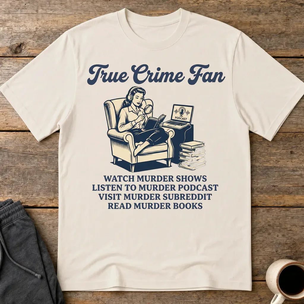 True Crime Fan T-Shirt - Ice Grey