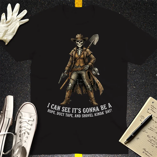 Gunslinger Rope, Duct Tape & Shovel T-Shirt - Black