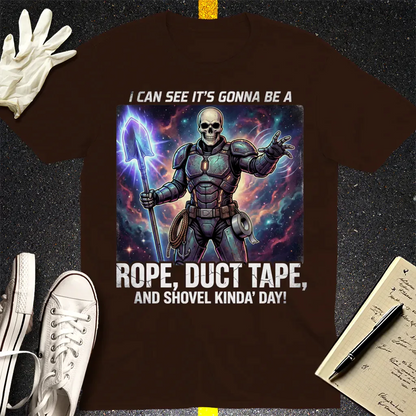 Rope, Duct Tape & Shovel T-Shirt - Dark Chocolate