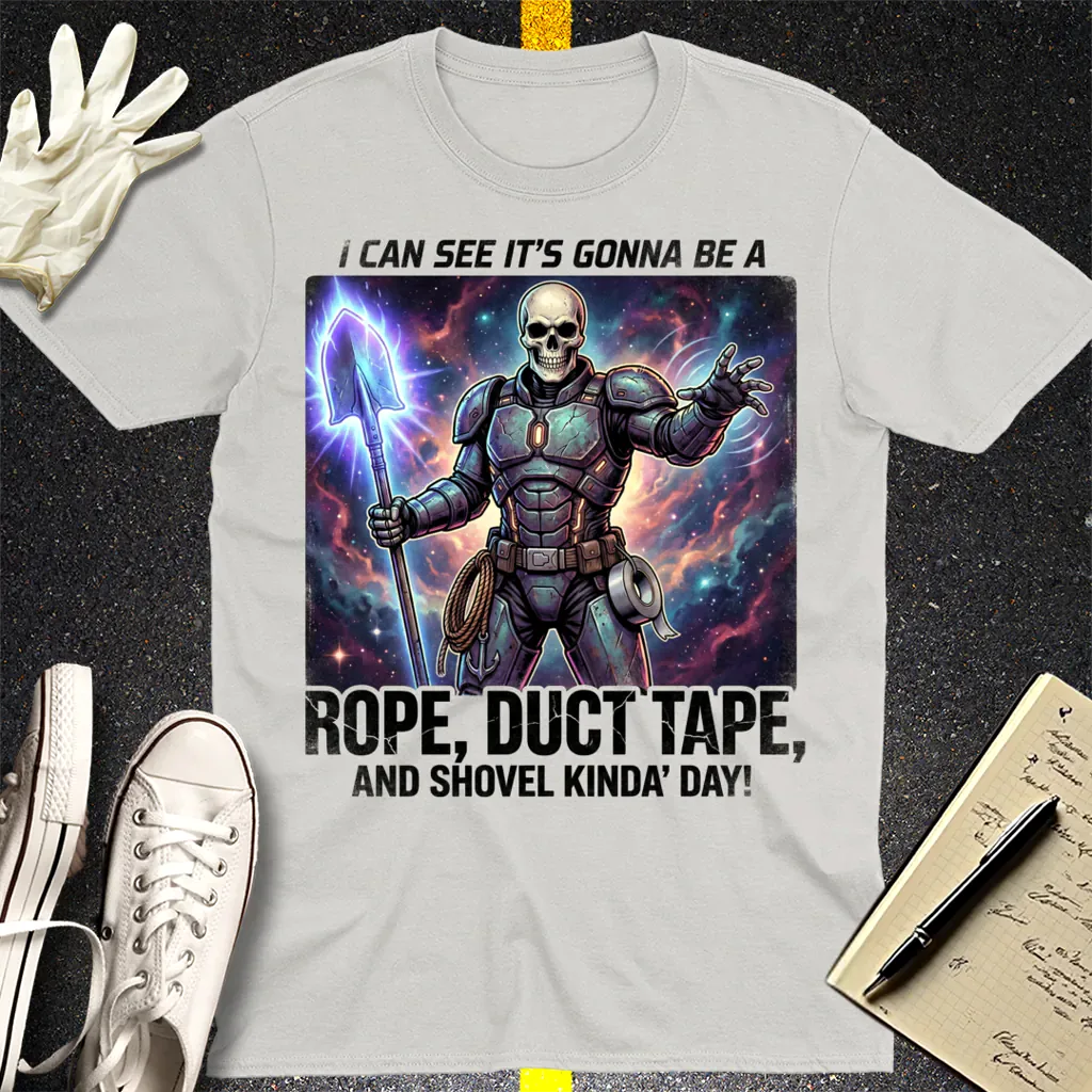 Rope, Duct Tape & Shovel T-Shirt - Ice Grey