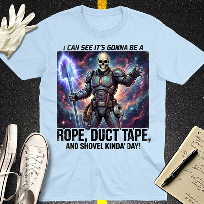 Rope, Duct Tape & Shovel T-Shirt - Light Blue
