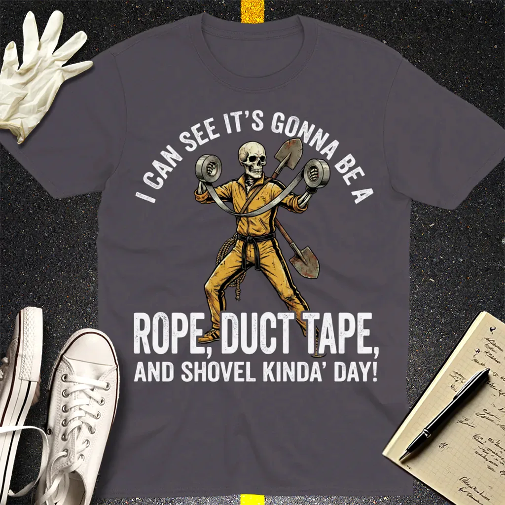 Rope, Duct Tape & Shovel T-Shirt - Charcoal