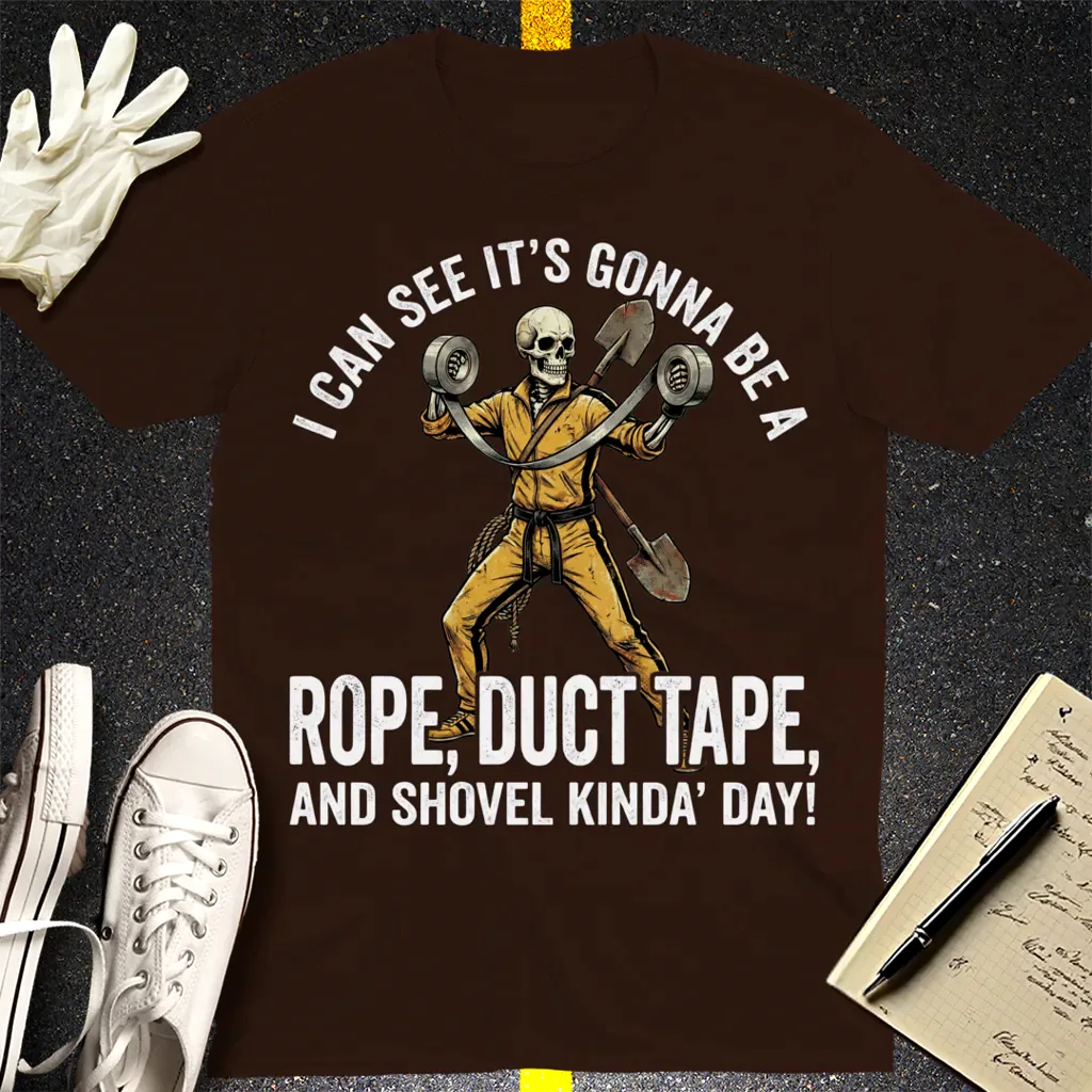 Rope, Duct Tape & Shovel T-Shirt - Dark Chocolate