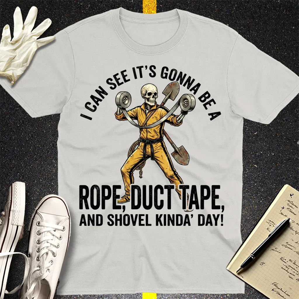 Rope, Duct Tape & Shovel T-Shirt - Ice Grey