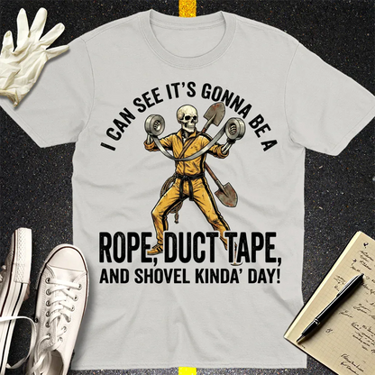 Rope, Duct Tape & Shovel T-Shirt - Ice Grey