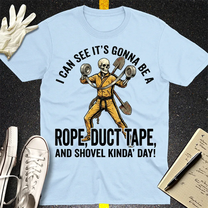 Rope, Duct Tape & Shovel T-Shirt - Light Blue