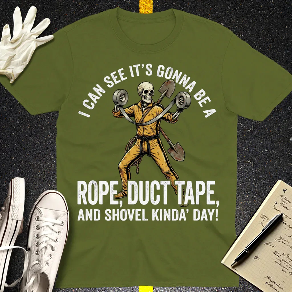 Rope, Duct Tape & Shovel T-Shirt - Military Green