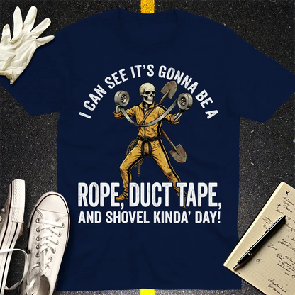 Rope, Duct Tape & Shovel T-Shirt - Navy