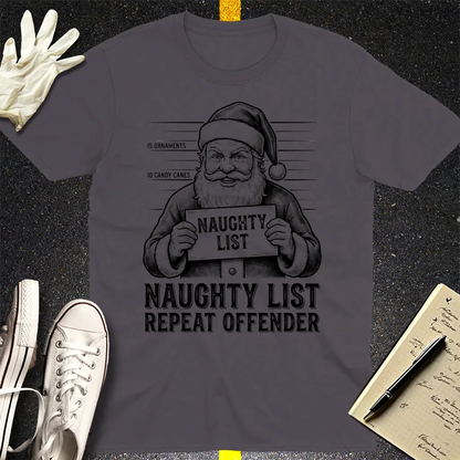 Naughty List Repeat Offender T-Shirt - Charcoal