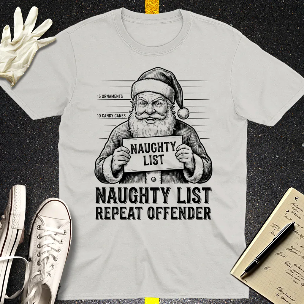 Naughty List Repeat Offender T-Shirt - Ice Grey