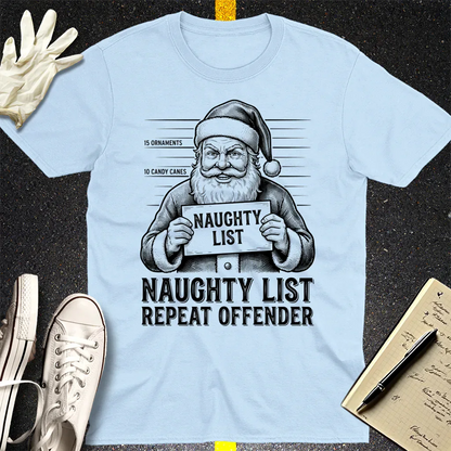 Naughty List Repeat Offender T-Shirt - Light Blue