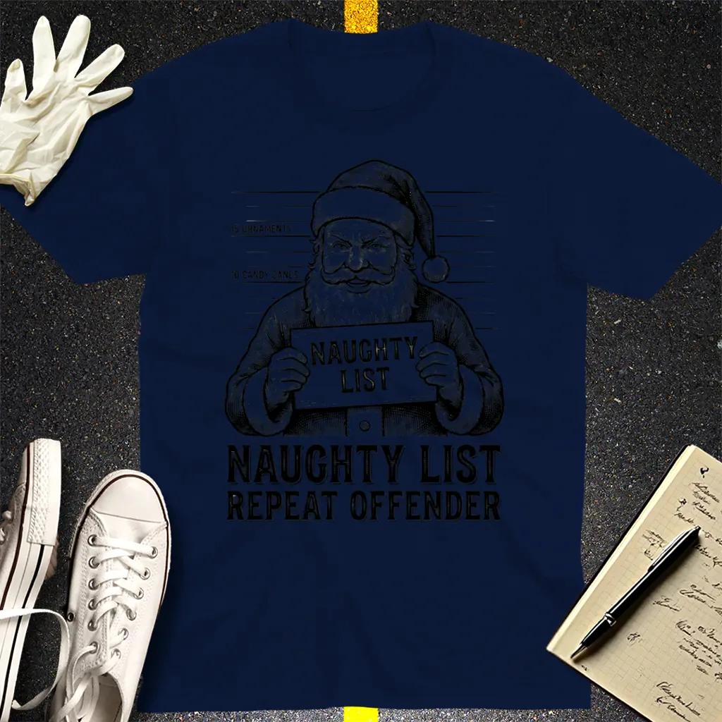 Naughty List Repeat Offender T-Shirt - Navy