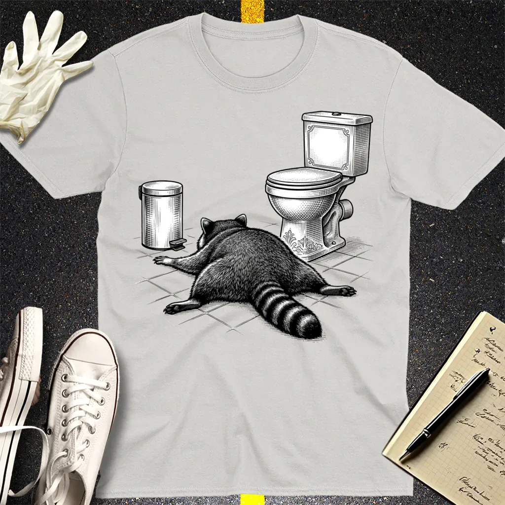 Trash Raccoon Hangover T-Shirt - Ice Grey