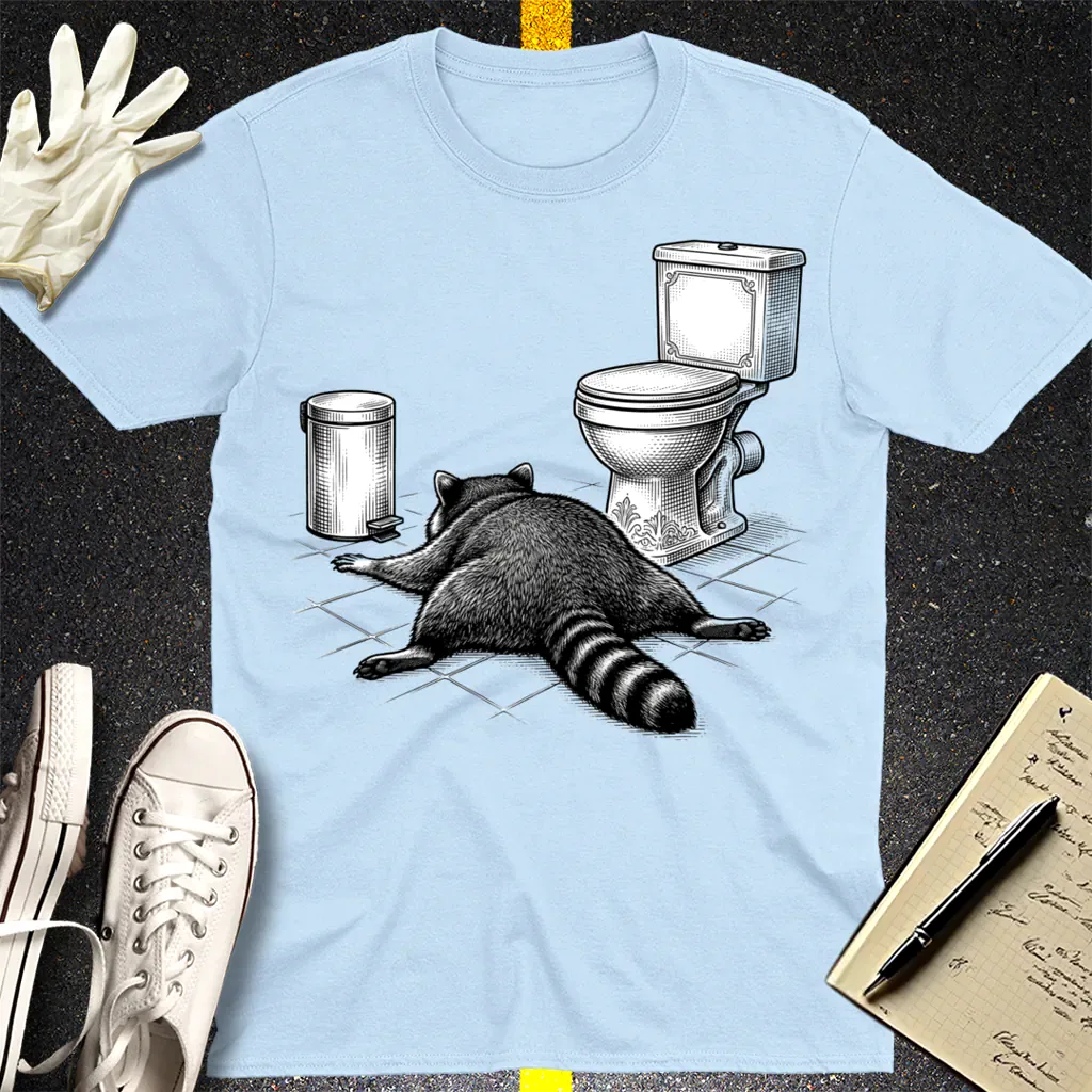Trash Raccoon Hangover T-Shirt - Light Blue