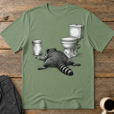 Trash Raccoon Hangover T-Shirt - Military Green
