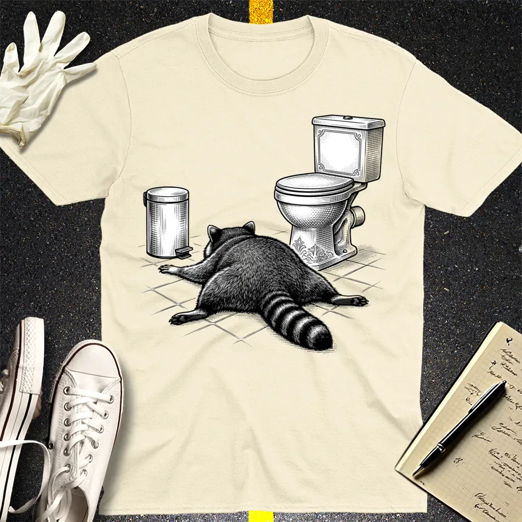 Trash Raccoon Hangover T-Shirt - Natural