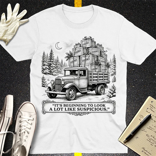 Suspicious Holiday Truck T-Shirt - White