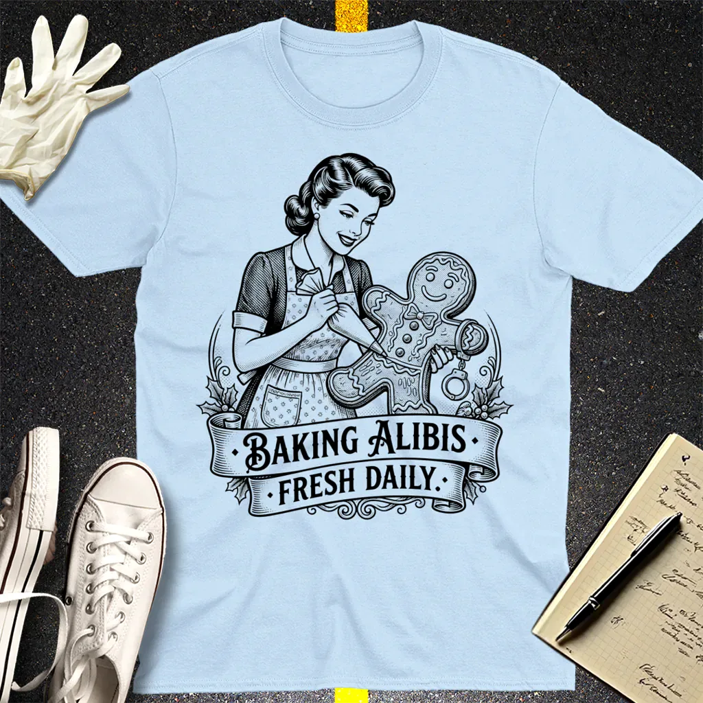 Baking Alibis T-Shirt - Light Blue