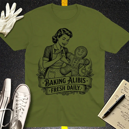 Baking Alibis T-Shirt - Military Green