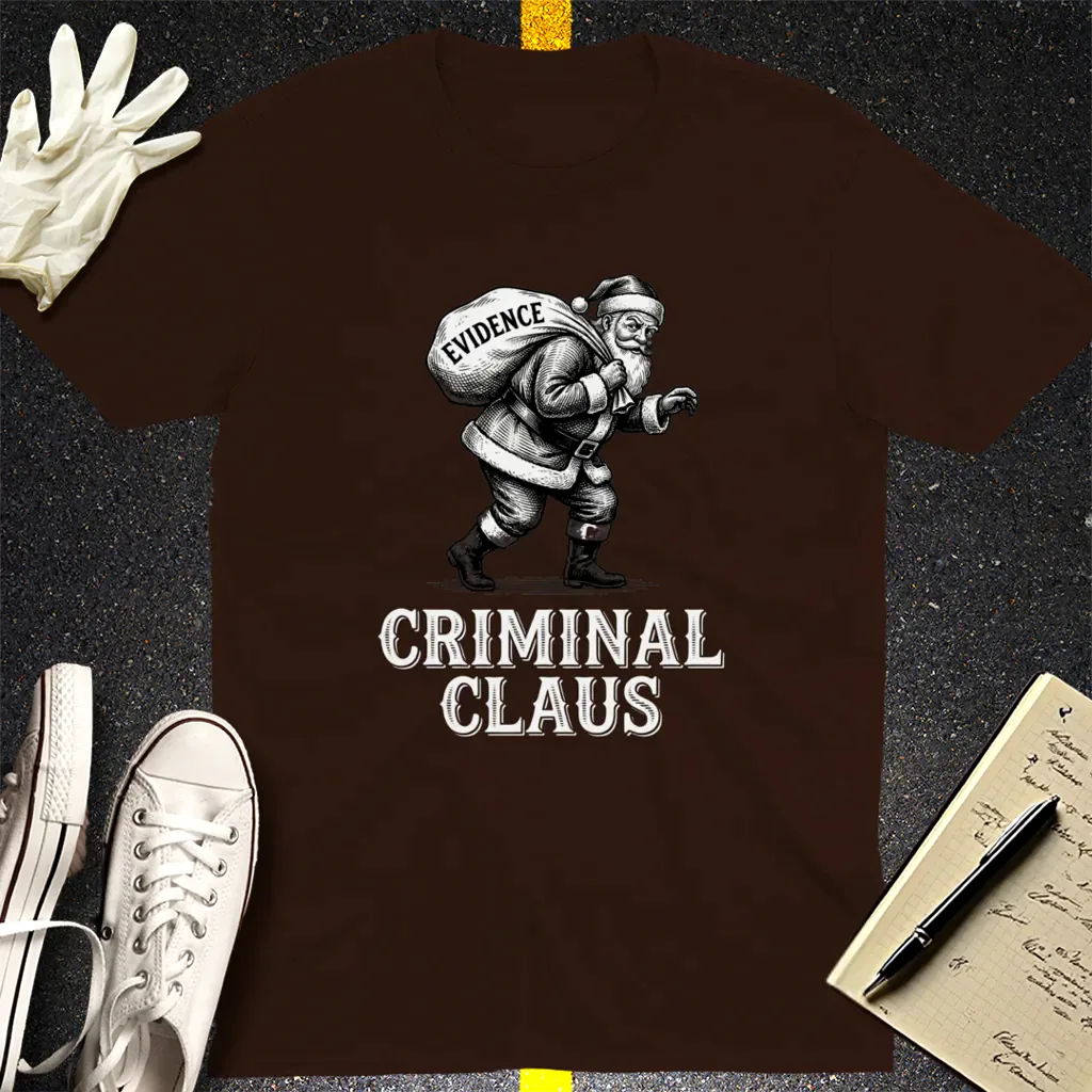 Criminal Claus T-Shirt - Dark Chocolate