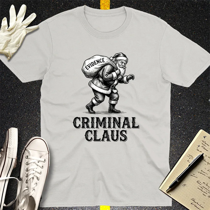 Criminal Claus T-Shirt - Ice Grey