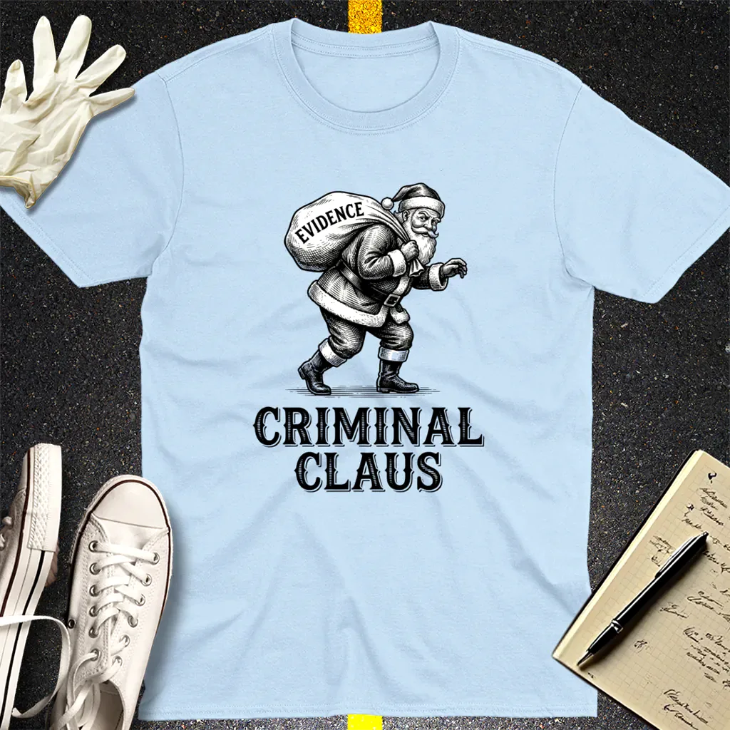 Criminal Claus T-Shirt - Light Blue