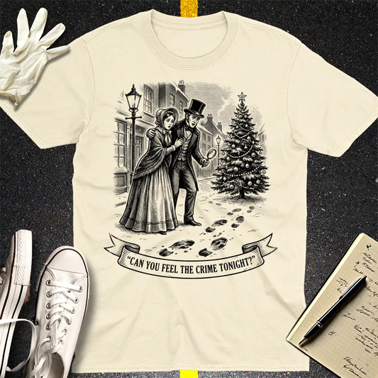 Victorian Crime Scene Christmas T-Shirt - Natural