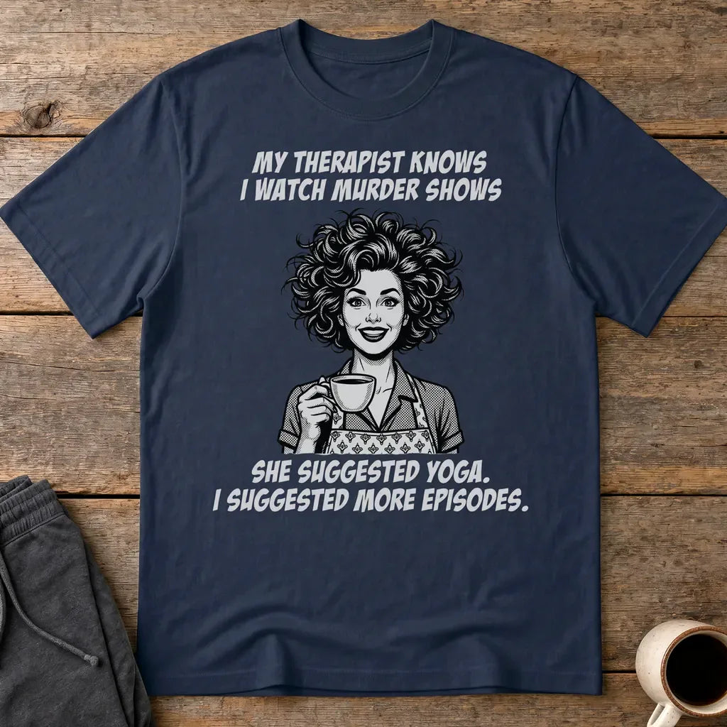 Murder Shows & Coffee T-Shirt - Navy