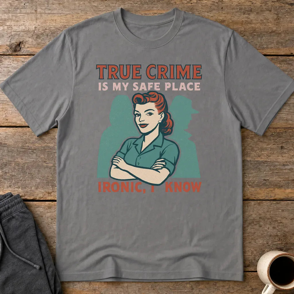 True Crime Safe Place T-Shirt - Charcoal