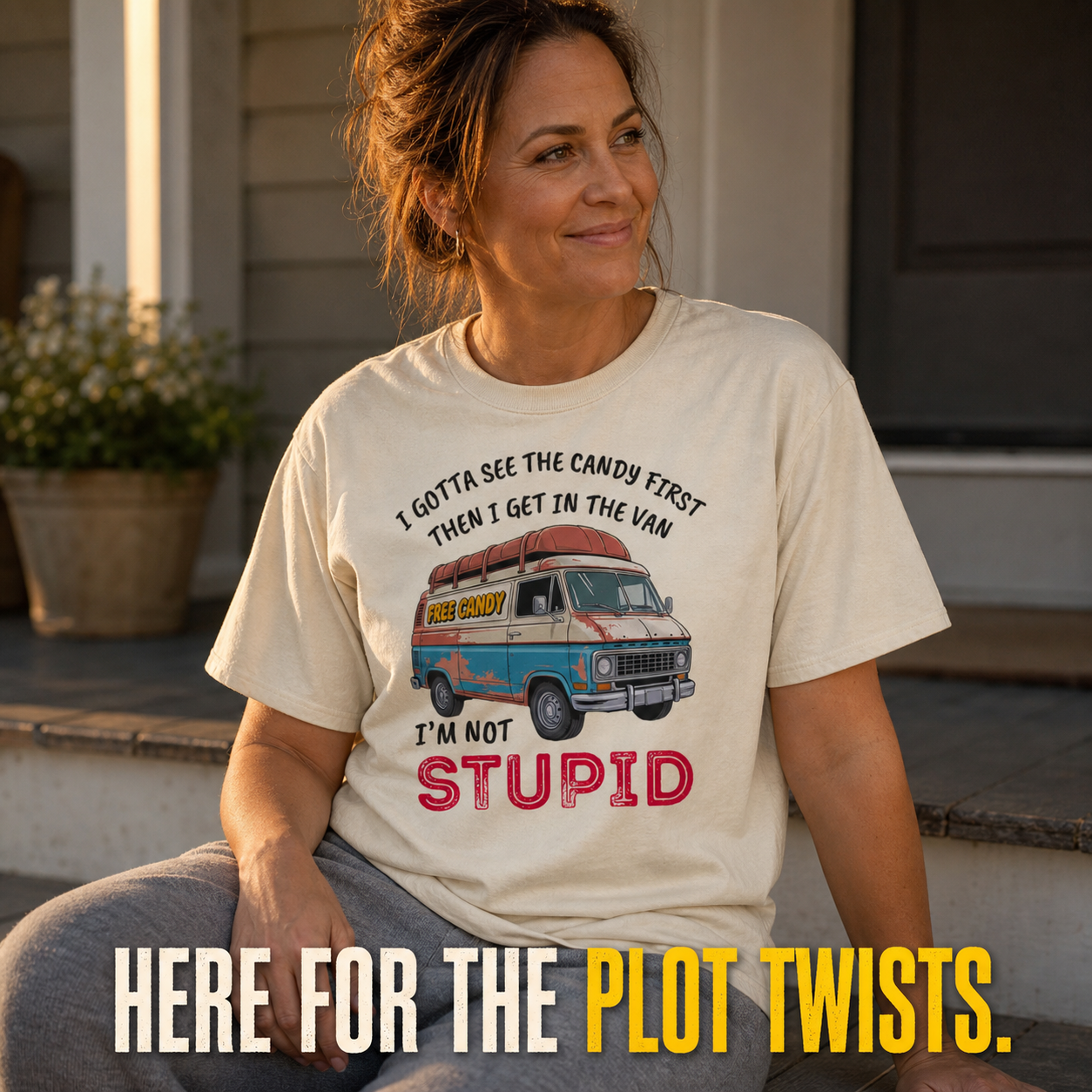 Not Stupid Candy Van T-Shirt_ls_golden