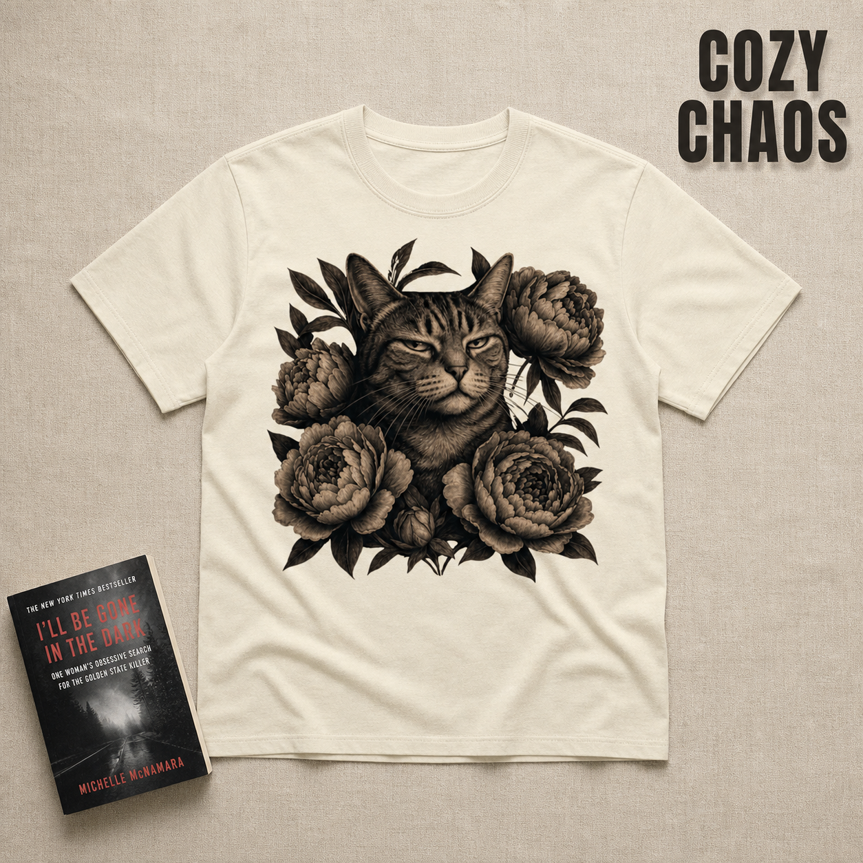 Judging Floral Cat T-Shirt_min_flat