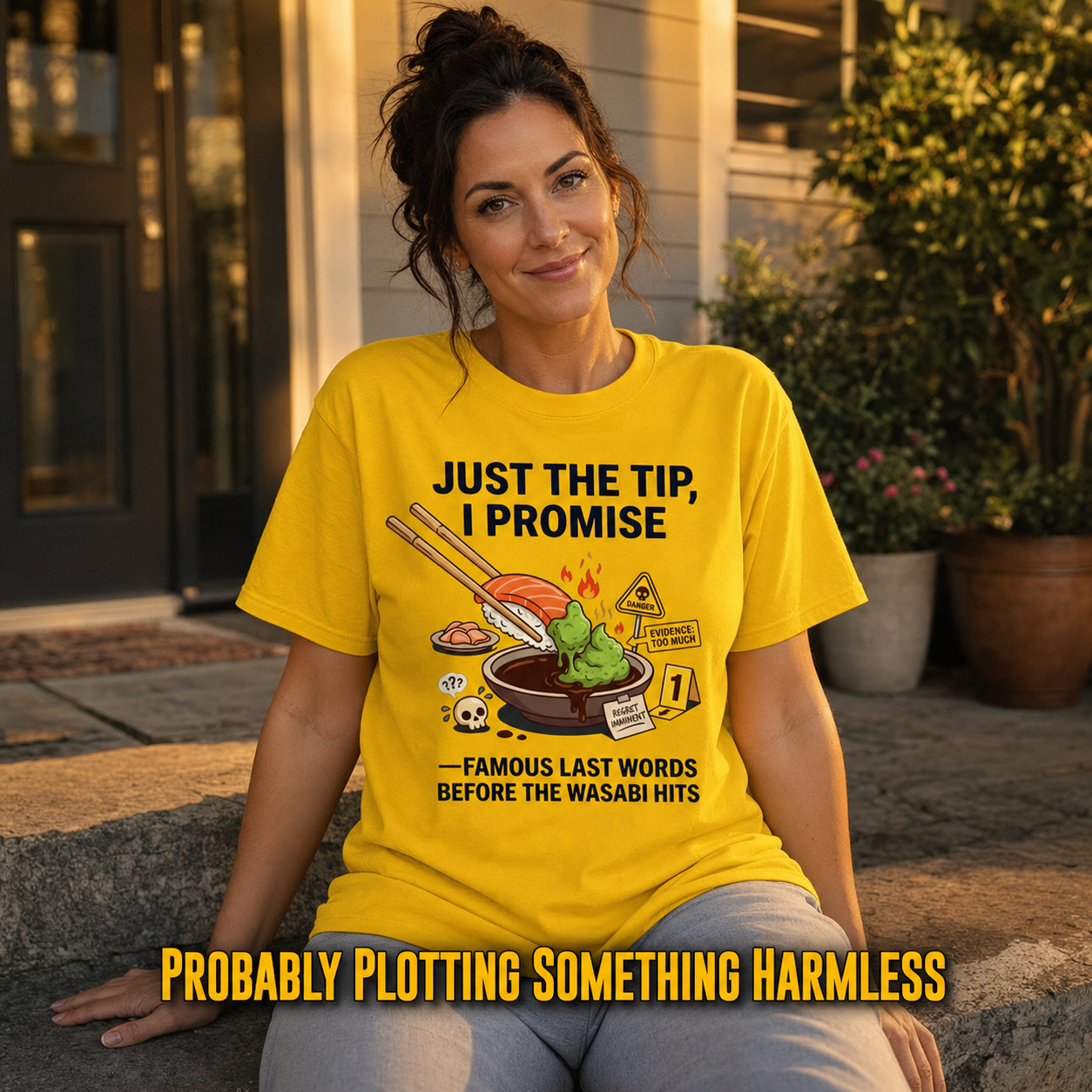 Just the Tip Wasabi Warning T-Shirt_ls_golden