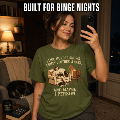 Murder Shows, Cats & Cozy Vibes T-Shirt_ugc_mirror