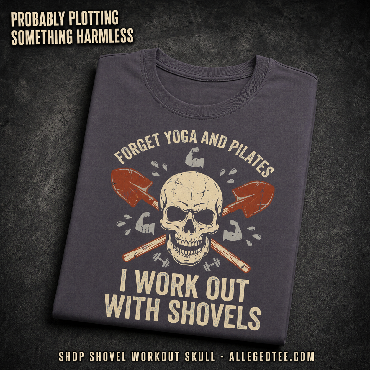 Shovel Workout Skull T-Shirt_fold_tilt