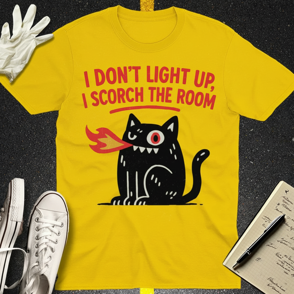 Scorch the Room Cat T-Shirt_clean