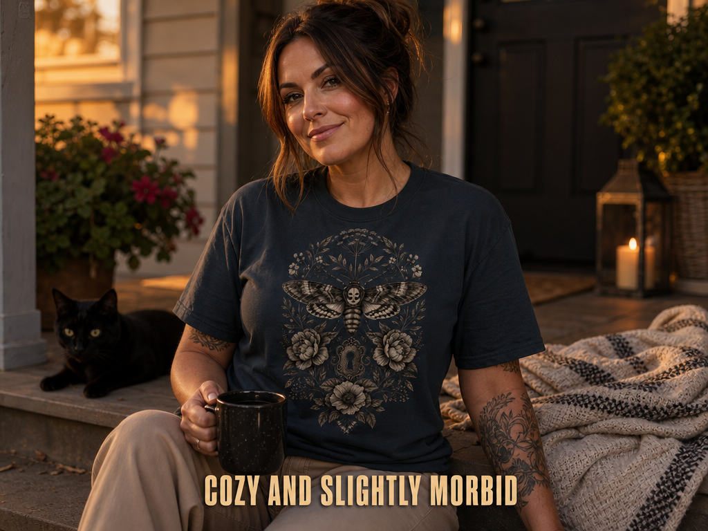 Gothic Death's Head Moth T-Shirt_ls_golden