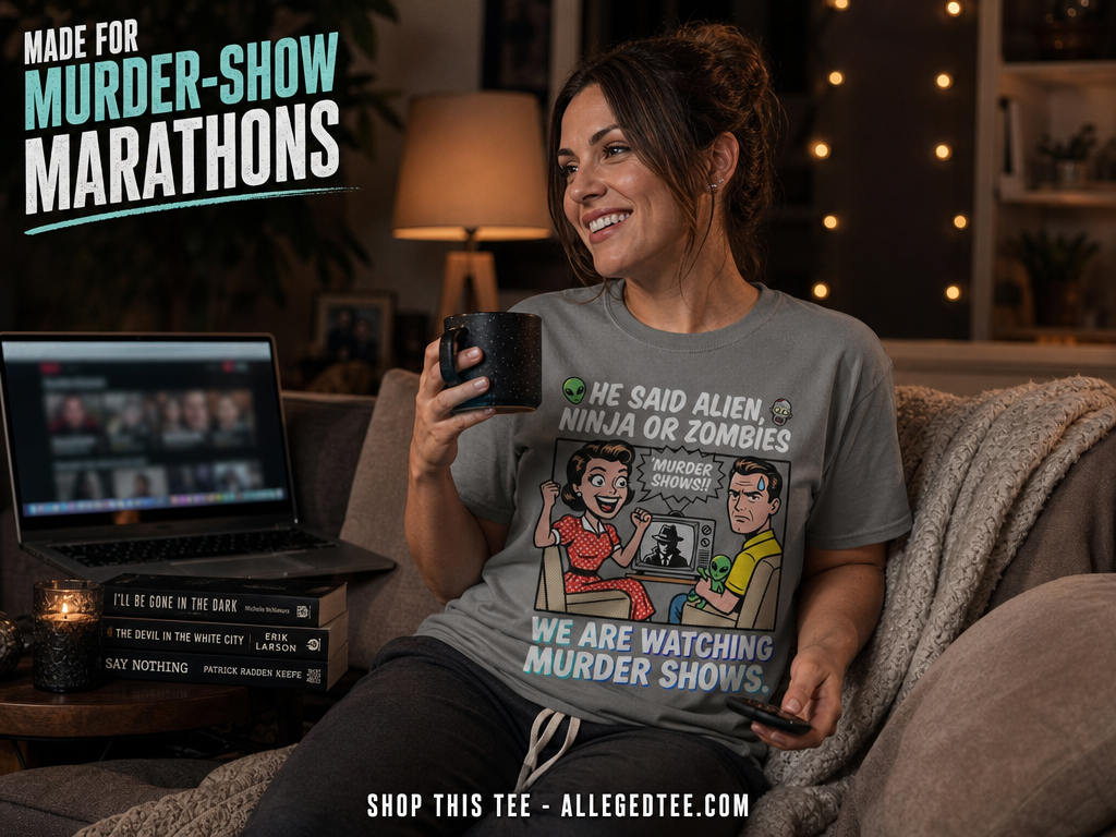 We Watch Murder Shows T-Shirt_contextual