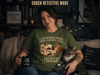 Murder Shows, Cats & Cozy Vibes T-Shirt_ls_prop
