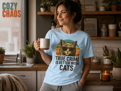 True Crime Cat Vibes T-Shirt_ls_indoor