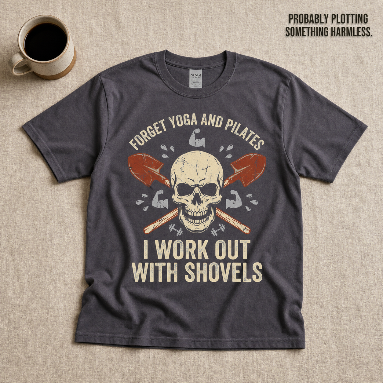 Shovel Workout Skull T-Shirt_min_flat