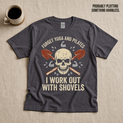 Shovel Workout Skull T-Shirt_min_flat