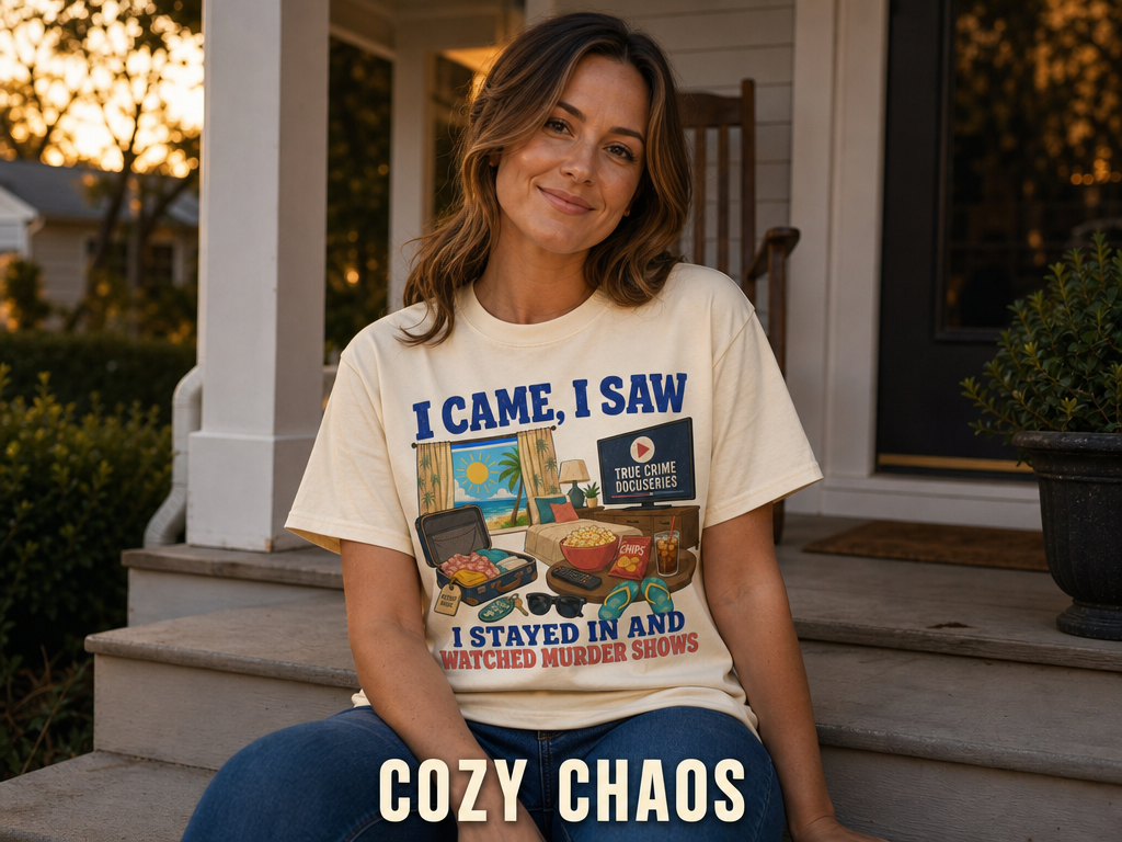 I Stayed In and Watched Murder Shows T-Shirt_ls_golden
