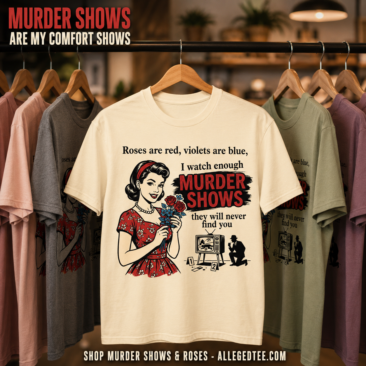Murder Shows & Roses T-Shirt_boutique_rack